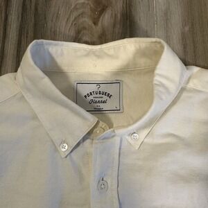 Portuguese Flannel Shirt Mens Large Cream Long Sleeve Button Up Spring Casual